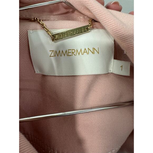 Zimmermann Cotton Blend Twill Wavelength Oversized Jacket Pink Women's Size 1 - Picture 5 of 6